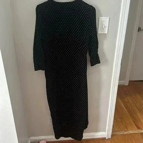 ZARA KNIT Wrap Velvet Black Silver Dress Polkadot 3/4 Sleeve Sz small - Picture 6 of 7